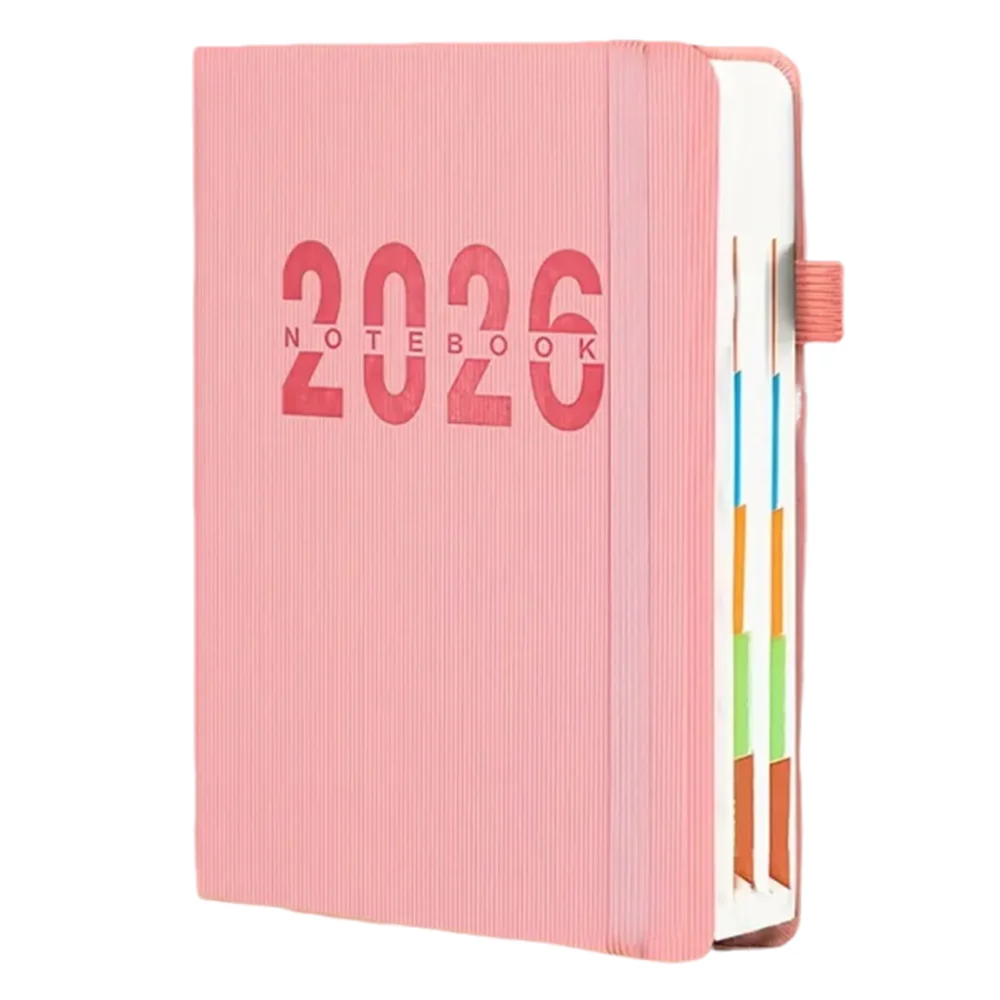 English 2026 Schedule Planner Notepad Wear-resistant Bookmark 365 Days Efficiency Notebook Portable 12 Months