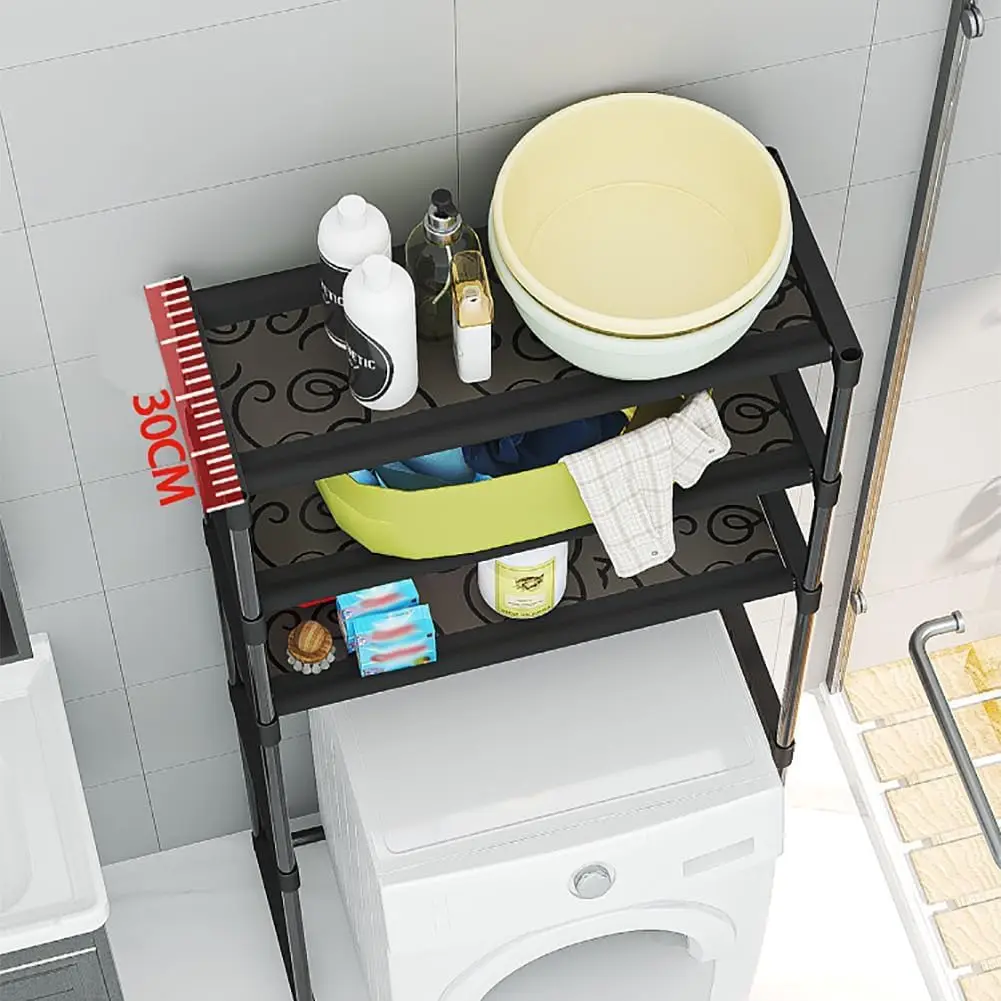 3-Tier Over-The-Toilet Storage Shelf Freestanding Space Saver Bathroom Organizer Rack Sturdy Iron Frame Waterproof Finish Easy Assembly For Bathroom/Laundry/Kitchen