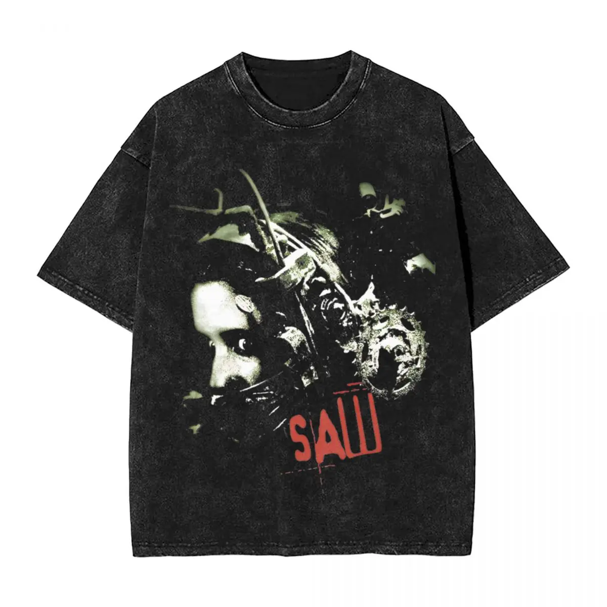 Vintage Saw T Shirt Hip Hop Washed Harajuku T-Shirts Horror Movie Billy for Men Women Tops Streetwear Graphic Tee Shirt