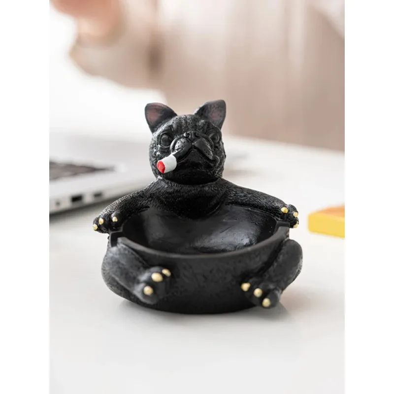 Creative Ashtray Anti-flying Ash Household Large Capacity Cute Cartoon Dog Resin Ashtray Home Decoration for Boyfriend Gift