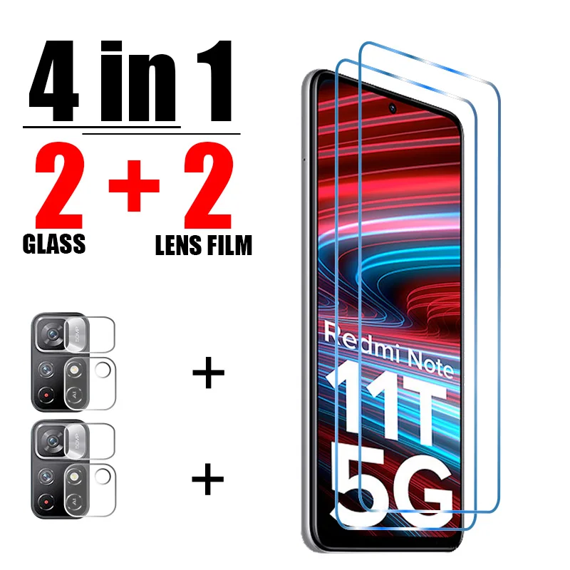 4in1 Tempered Glass For Xiaomi Redmi Note 12 Pro 11 10 9 8 7 11S 10S 9S 10C 9C Plus Screen Protector Camera Lens For Redmi 8T 9A