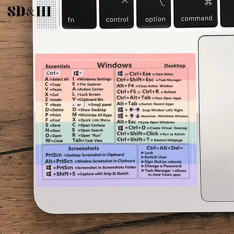 1pc Windows PC Referenz Tastatur Short cut Aufkleber Kleber für PC Laptop Desktop Regenbogen Cheat Sheet Aufkleber
