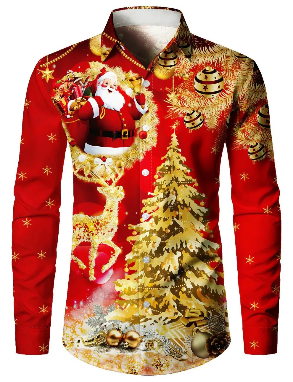 

2025 г. Новая модель 3D Papai Noeladrão, инверно воротник, модная манга longa confortável botão camisa masculina