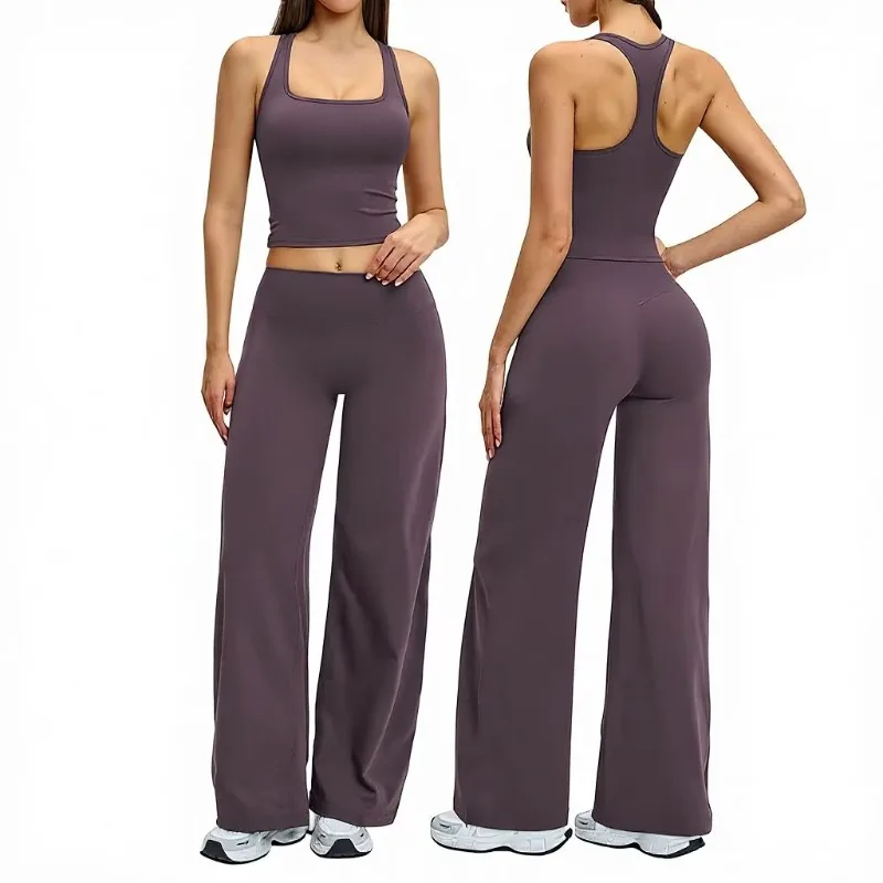 YTYINWholesale Gym Clothing Tank Top Fitness Custom Sports Breathable Apparel Workout Outfit 2 Piece Yoga Wear Set