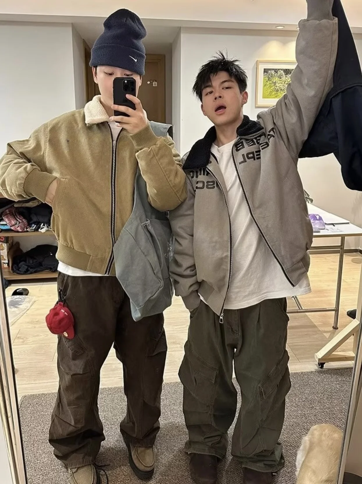 

Американская ретро-куртка с отложным воротником и вставками из овечьего бархата, свободного кроя, повседневная, универсальная, хлопковая, для подростков