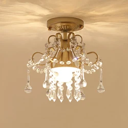 Lampe de luxe en cristal Transparent, dorée, pour couloir de Villa, hôtel, Vintage, pour chambre à coucher, décoration de la maison