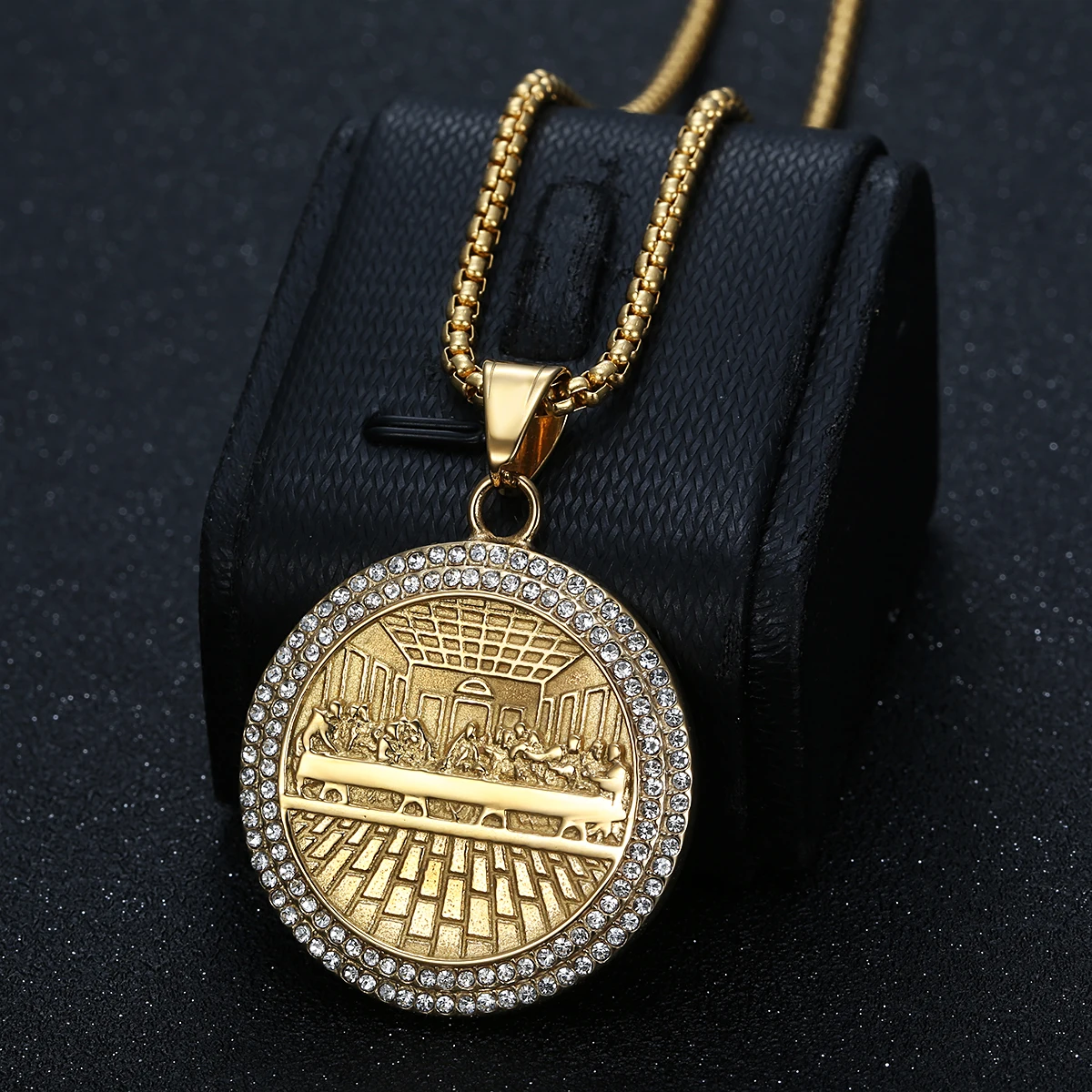 Men's Iced Out Disciples Zircon Pendant Necklace 18k Gold Plated 316l Stainless Steel Fashion Jewelry Vintage the Last Supper