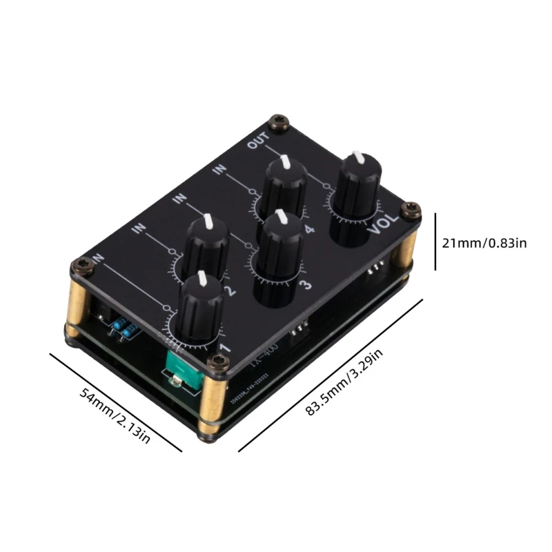 Line Mixer com 1 Main Output Volume Knob, 4 Input, Drop Shipping