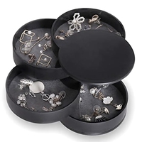 Jewelry Organizer, Small Jewelry Storage Box Earring Holder For Women, Rotating Travel Jewelry Tray Case With Lid Durable