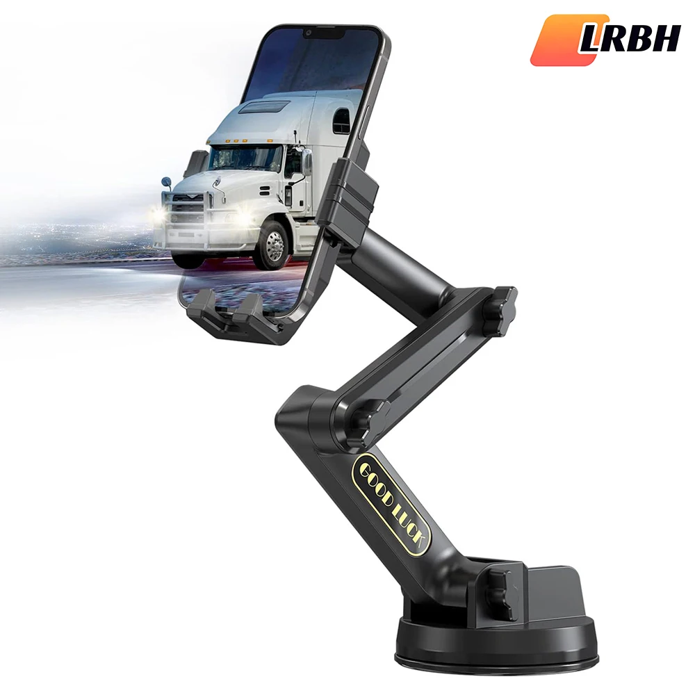 Truck Phone Holder Mount Heavy Duty Cell Phone Holder for Dashboard Windshield 16.9 Inch Long Arm, Super Suction Cup & Stable