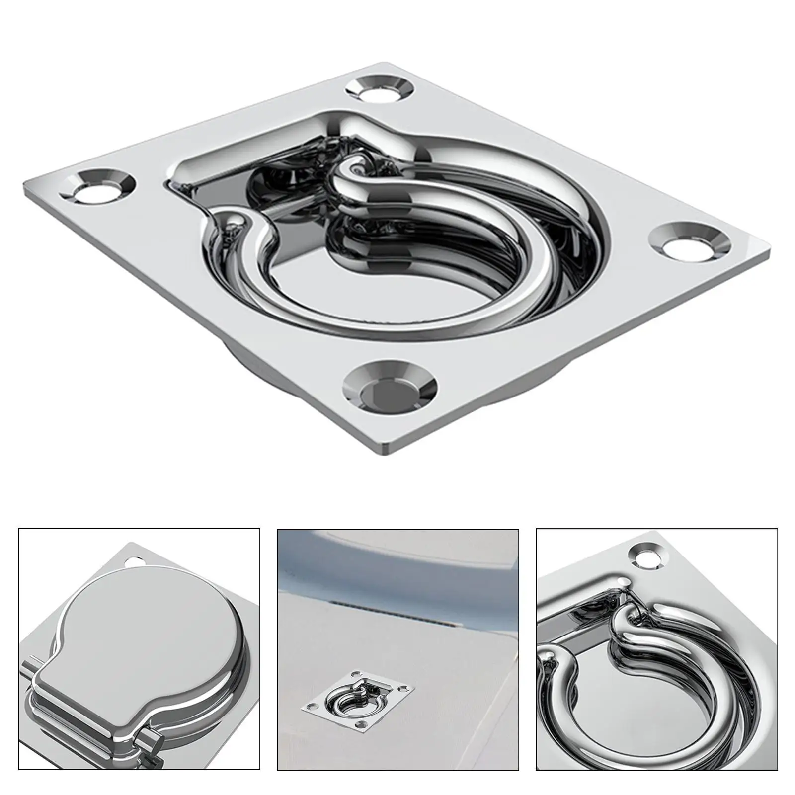 Recessed Tie Down Ring Ring Hook Tie Down Anchor Floor Rope Tie-down Flush Lifting Ring Pull for Yacht Vehicles Cabinet Locker