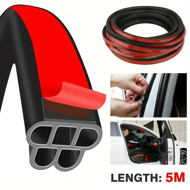 Universal 5M Auto Car Door Trunk Sael Strip Rubber Weather Strip Easy Installation and Weatherproof Protection