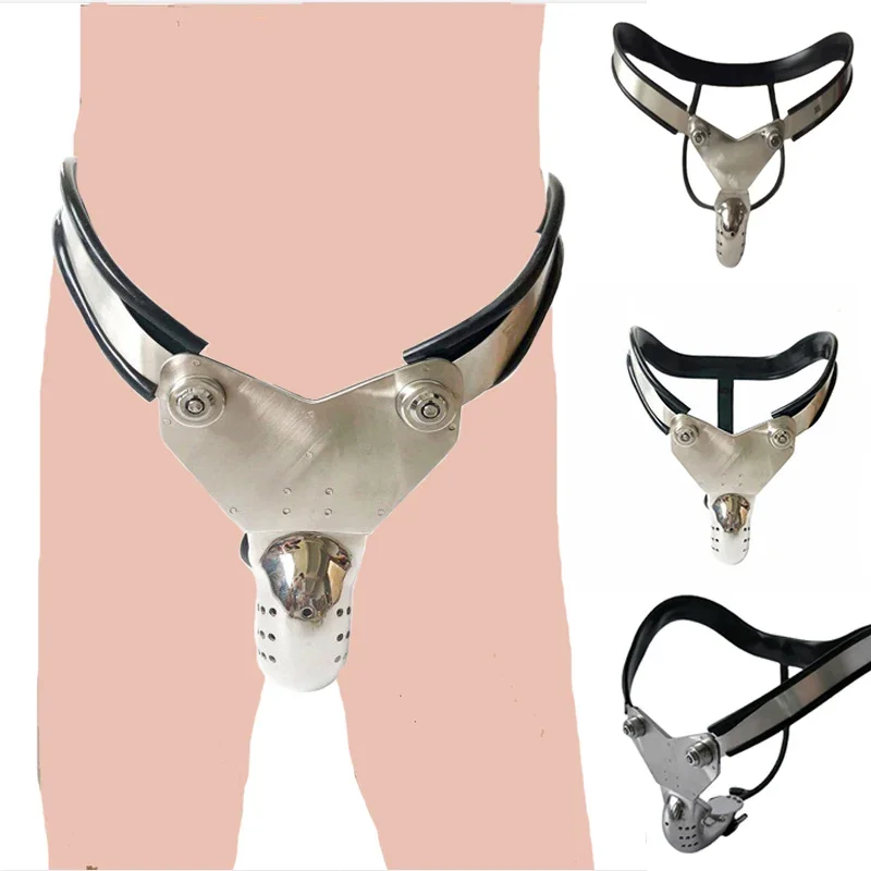 Latest Stainless Steel EMCC Male Chastity Belt Pants Metal Penis Ring Cbt Lockable Cage Bondage Slave Games Sex Toys for Men