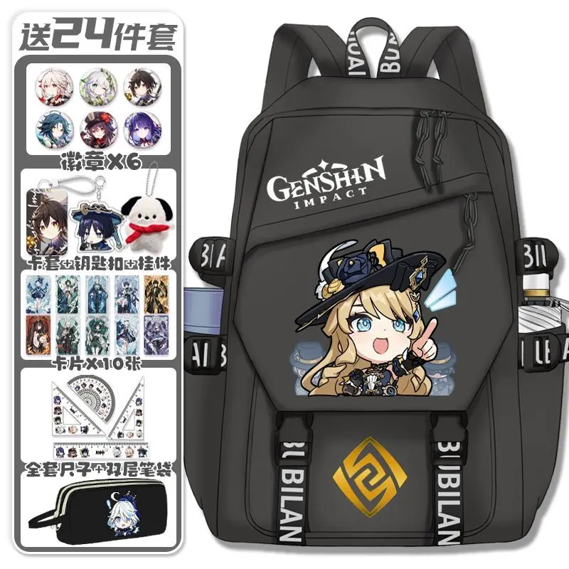 Genshin Impact 이모티콘 상품 푸니나 초등학생 4~6학년 배낭 나비렛 대용량 학교 가방