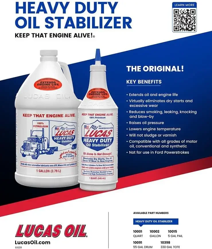 Lucas Oil 10001 Heavy Duty Oil Stabilizer - 1 Quart (Pack of 12)