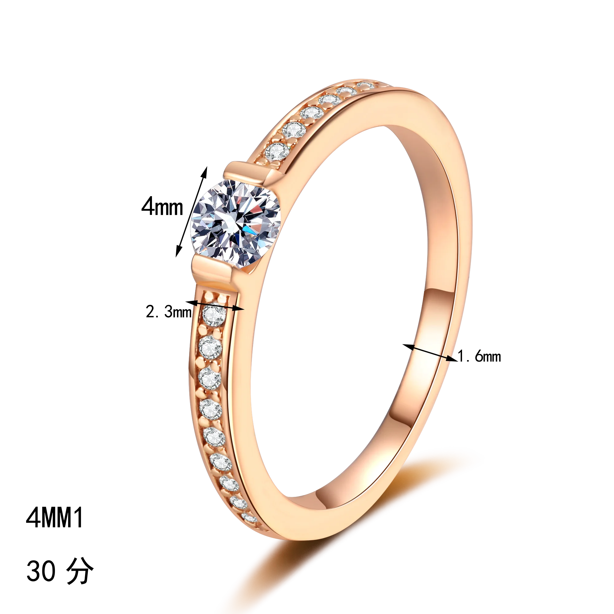 Women's Light Luxury High-end Feeling Electroplated Champagne Gold  Popular S925 Pure Silver Moissanite Ring