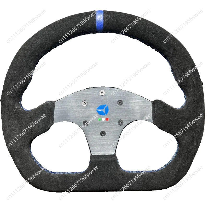 Car Modification 13inch Type D Steering Wheel Suede Steering Wheel Flat Game Steering Wheel Blue Ring