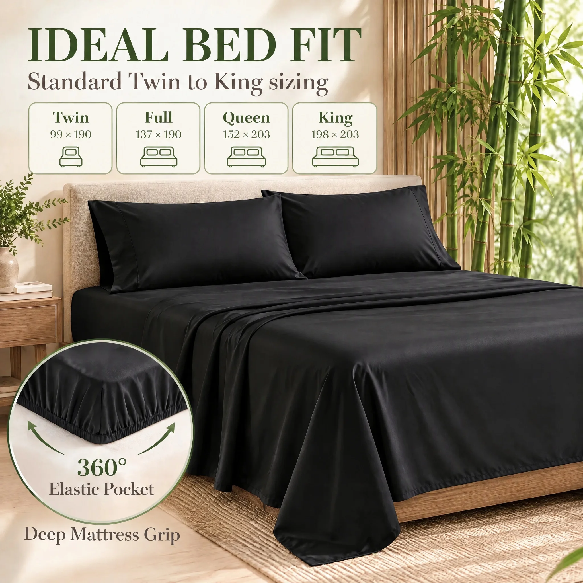 4-teiliges Bettwäsche-Set mit – Fitted Bed Sheets Deep Pocket Bewertung und Preis