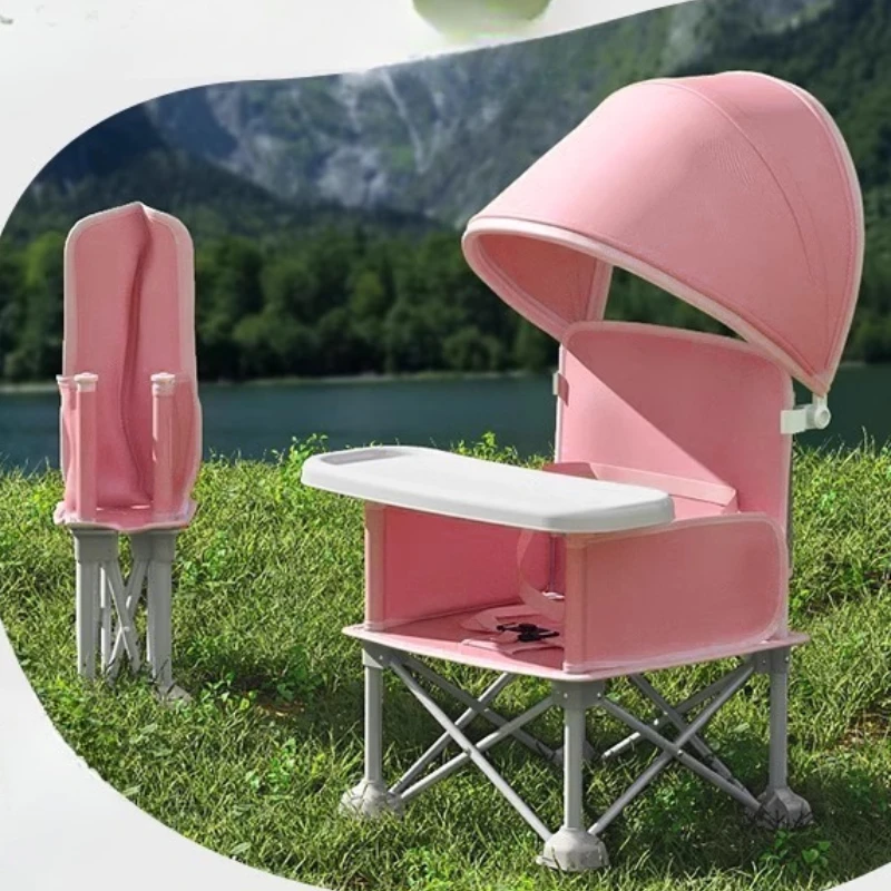 Picture 6: Moon-Shaped Baby Highchair with Anti-Tip Base-Foldable Beach Chair with Elevated Feeding Tray Multi-Angle Support for Travel