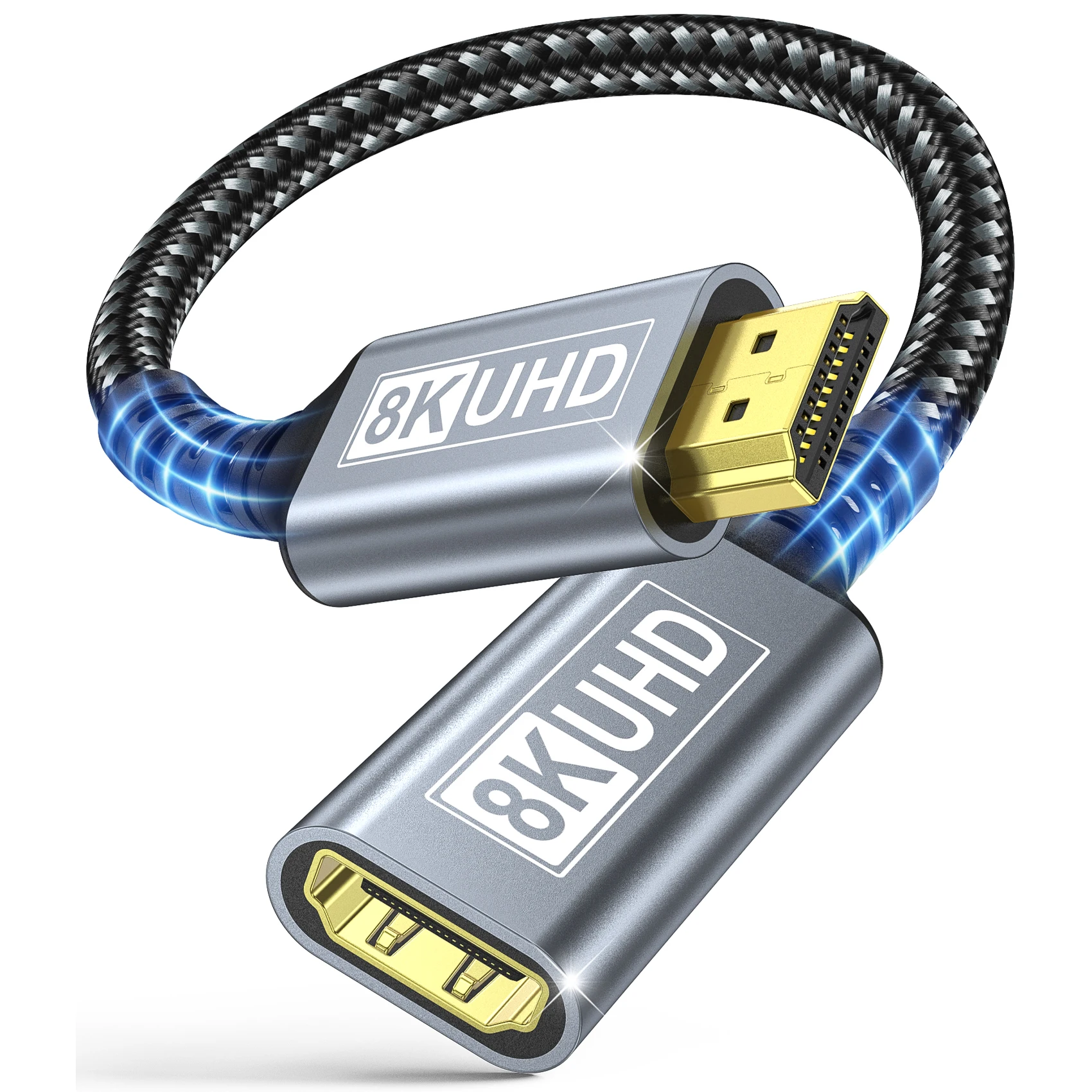 HDMI 8K60Hz Extension Cable 2.1 Version Male to Female 4K120Hz Adapter for TV, Computer & Projector