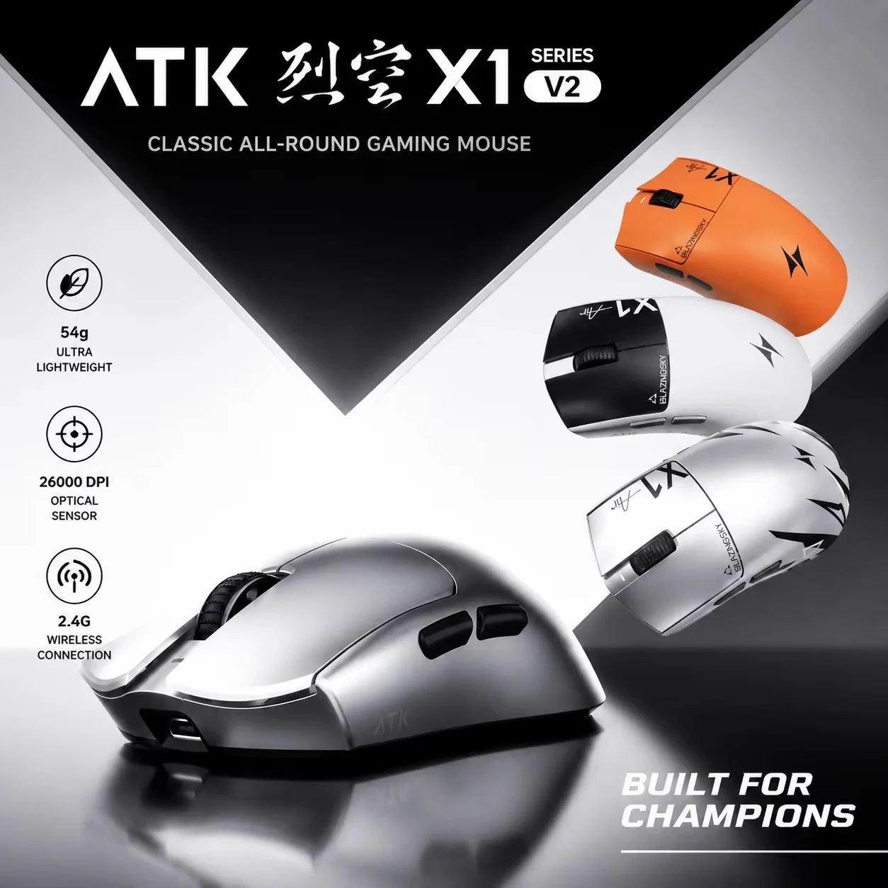 ATK LieKong X1 V2 X1 AIR Ultimate+ Wireless Gaming Mouse Medium Large Hands Ergonomic Mouse for Gaming & Office Perfect Gift