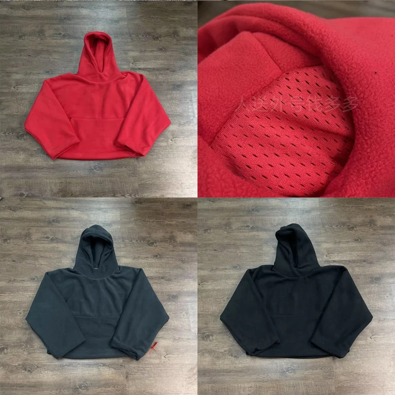 

Двухслойная толстовка Yzy для мужчин и женщин Kanye West, красный, черный, серый, сетчатый, повседневные широкие толстовки, хлопковые пуловеры высокого качества, зимние