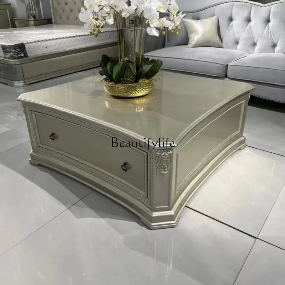 

American old solid wood carving flower coffee table antique carving coffee table