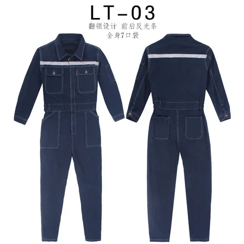 Jumpsuit for Men Women Denim Cotton Overalls Hooded Welding Suit Coverall Electrician Auto Repair Spray Paint Mechanic Uniform