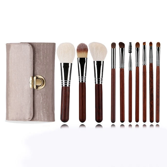 10 Makeup Brushes Set With Powder And Eyeshadow Brushes Animal Hair Makeup Tool Kit For Makeup Artists And Home Use