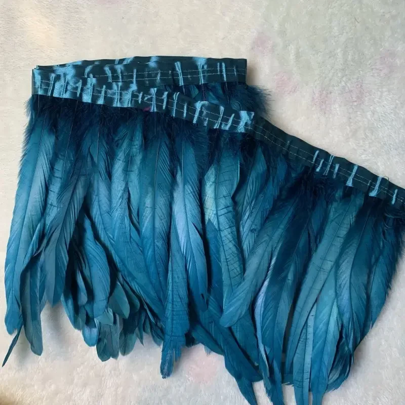 

25-30cm/10-12inch Rooster Tail Feathers Trims 10Meters White Black Red Dress DIY Decoration Accessories For Crafts Ribbon Plume