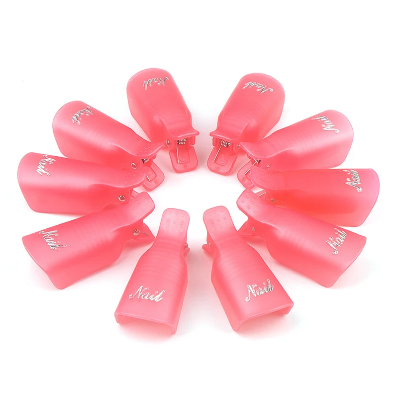 10pcs/bag Nail Acrylic Removal Clip for Remove UV LED Gel Polish Purple Pink Manicure Tools Nail Supplies for Professionals