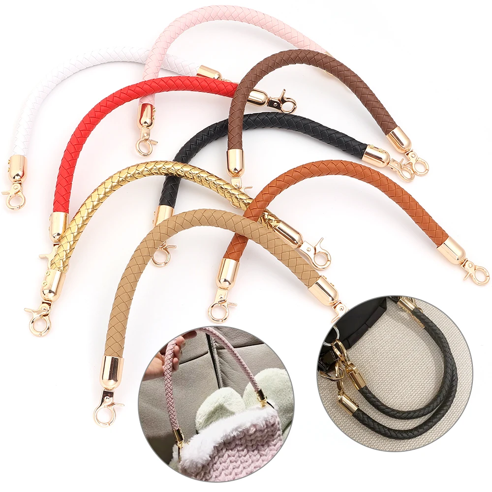 30/60cm Fashion PU Leather Woven Handbag Handles Metal Buckle for Women Bag Purse Replace Shoulder Strap Handle Accessories