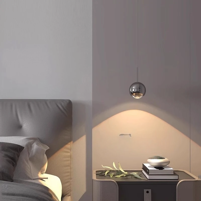 

Bedroom bedside chandelier Italian light luxury lift hand sweep induction TV background entrance decoration