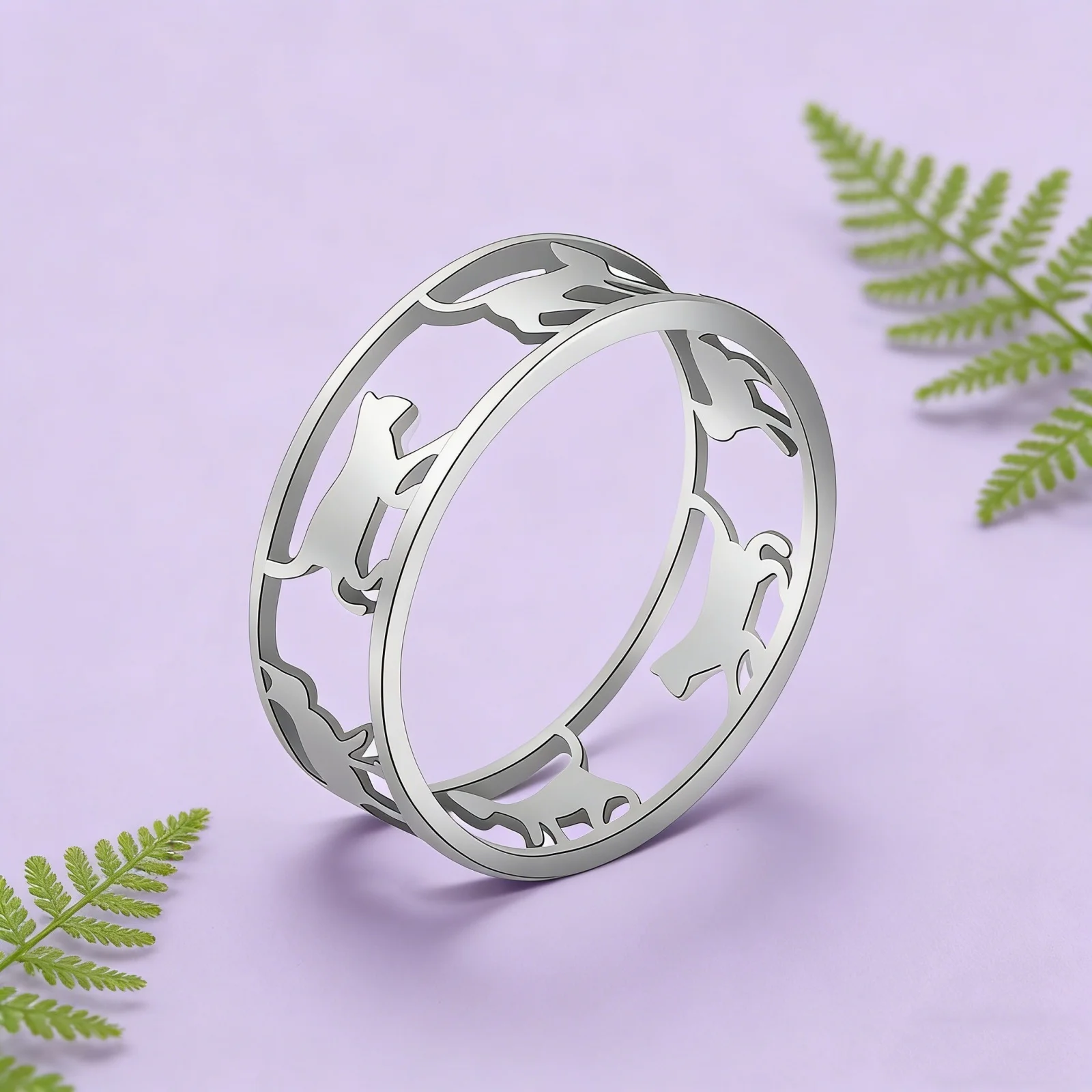 Skyrim Laufende Katzen Ringe Edelstahl Damen Niedlicher Kätzchen-Ring 2025 Trend Tierschmuck Geburtstagsgeschenk für Liebhaber Freunde