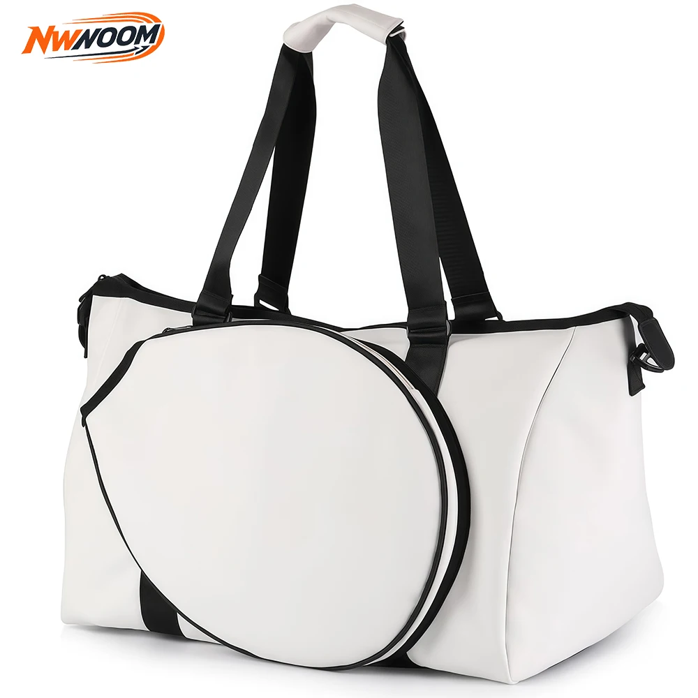 Tennis Travel Weekend Bag Women Exterior Drawstring Racket Pocket Separate Shoe Compartment Wet Pocket Laptop Pocket