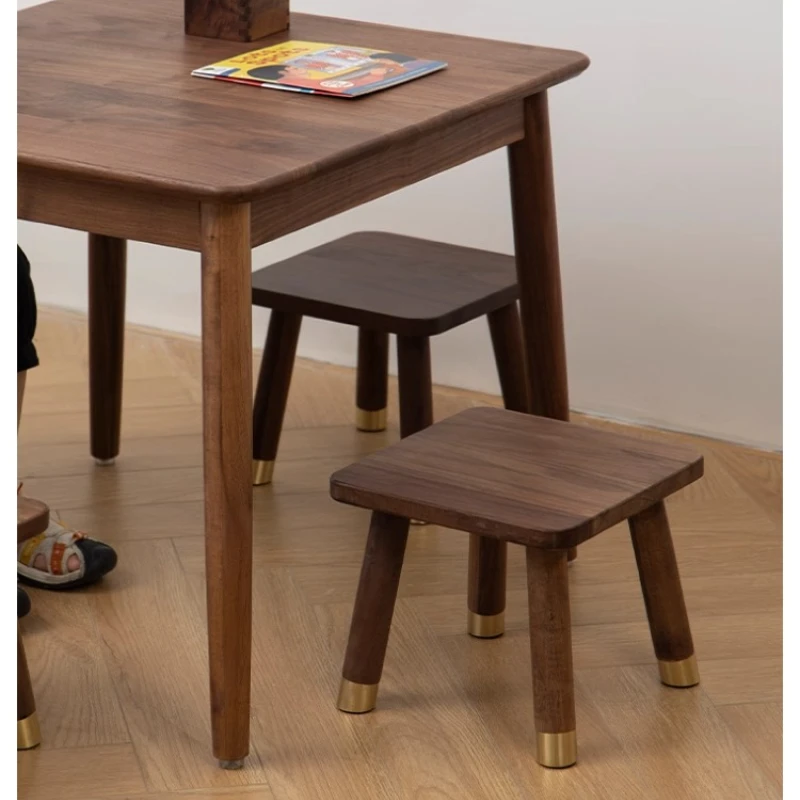 Black Walnut Mini Stool, Non‑Slip Simple Seat, Vintage Entryway Shoe Bench, Rustic Children’s Hallway Seat for foyers