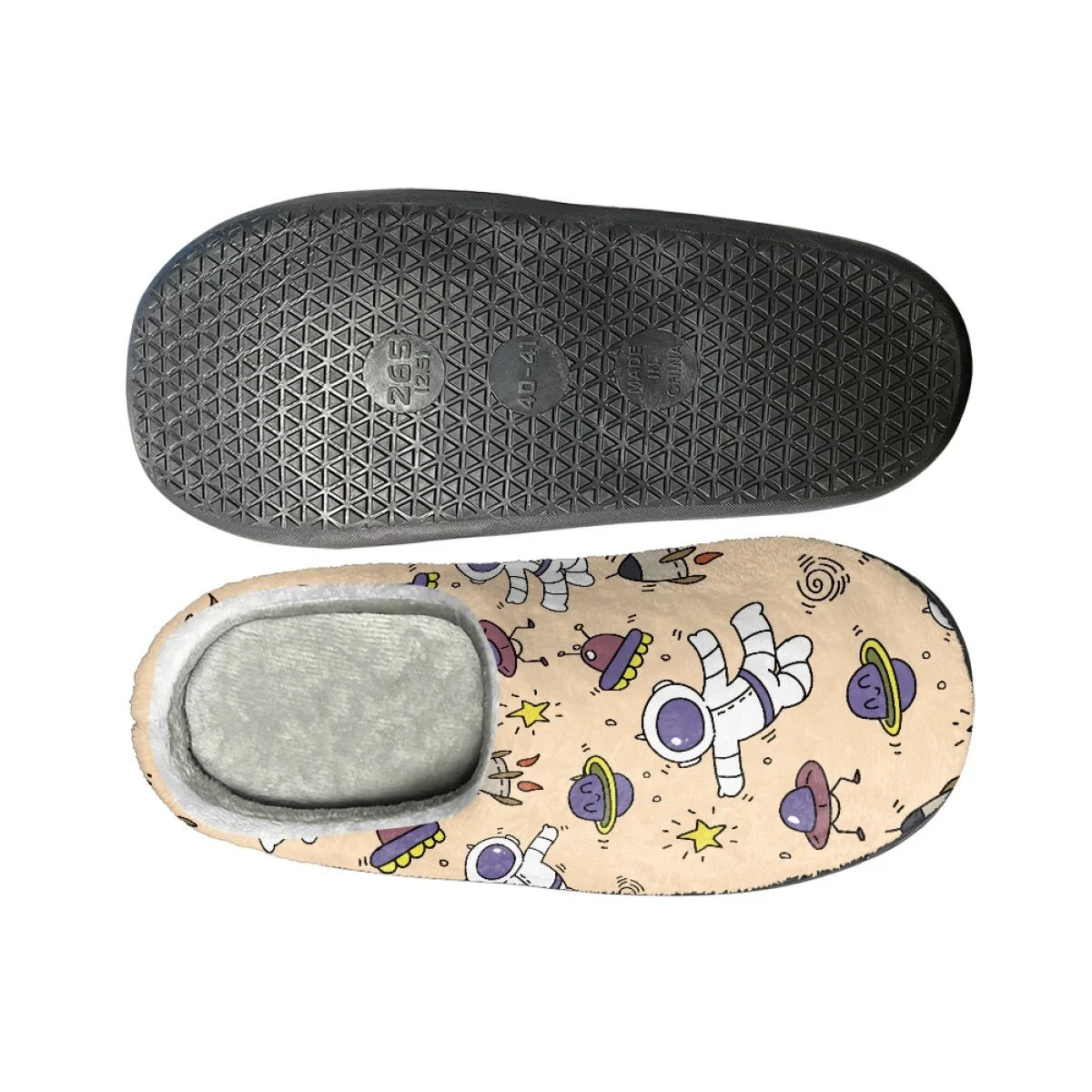 Kawaii Space Astronaut Planet Pattern Unisex Autumn Winter Home Cotton Slippers Breathable Comfortable Round Toe Flats Slipper