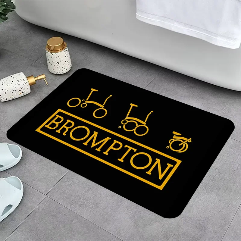Brompton Badematte mit Fahrradmuster, rutschfest, saugfähig, Badezimmerteppich, Teppich mit EKG-Linien-Design, Heimdekoration, Fußmatte für den Eingang