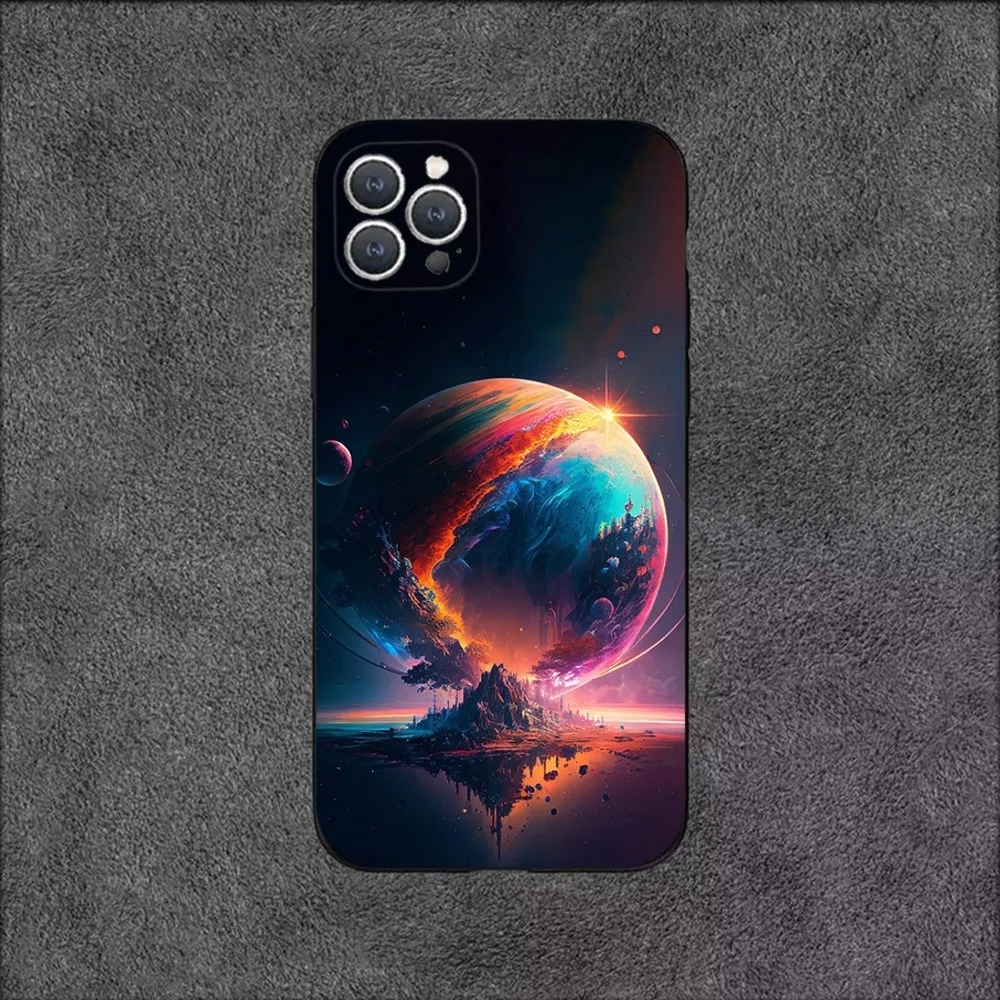 Space For Galaxy Universe Phone Case For iPhone 16,15,14,13,12,11,Plus,Pro Max,XS,X,XR,SE,Mini,8,7 Soft Silicone Black Cover - Image 2