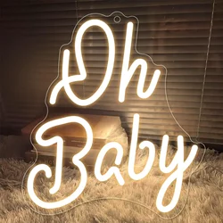Oh Baby Neon Signs LED Neon Light Wall Decor for Baby Showers Living Room Bedroom Bedside Wedding Birthday Party Gift for Baby