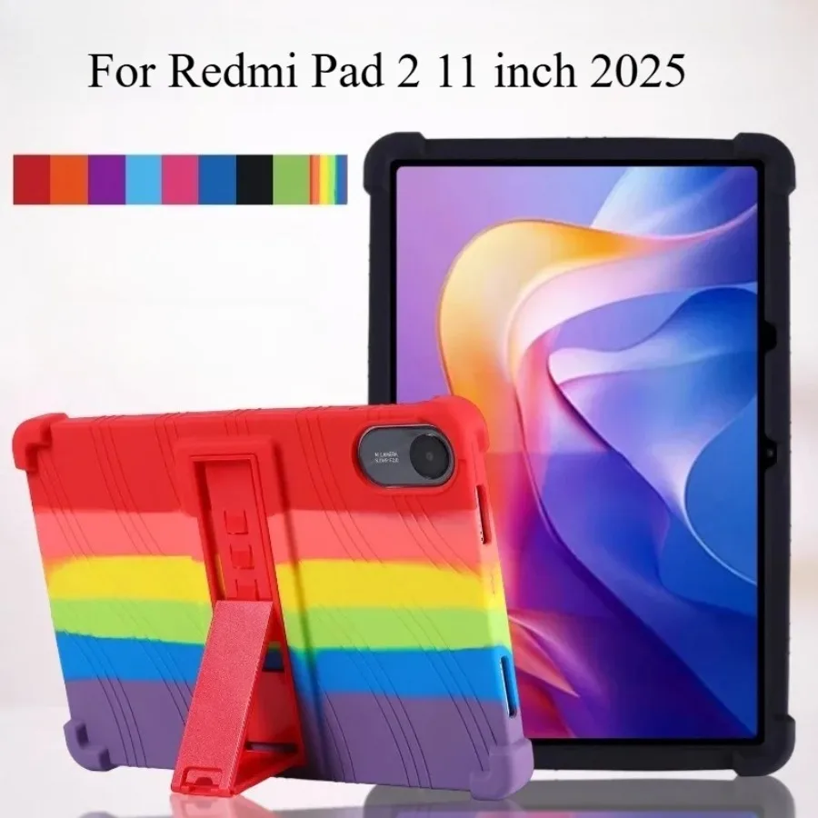 

Kids Soft Silicon Case for Xiaomi Redmi Pad 2 2025 11 Inch Tablet Shockproof Cover for Redmi Pad 2 11" Stand Protective Shell