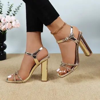 女士人造鑽石高跟涼鞋拖鞋婚紗,閃亮 8 最佳銷售 鑽石高跟鞋 - №5