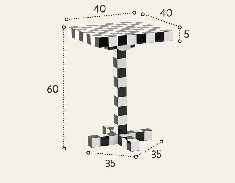 Small Square Chess Console Side Table, Checkerboard, Black and White, Creative, Trendy, Ins, Trendy