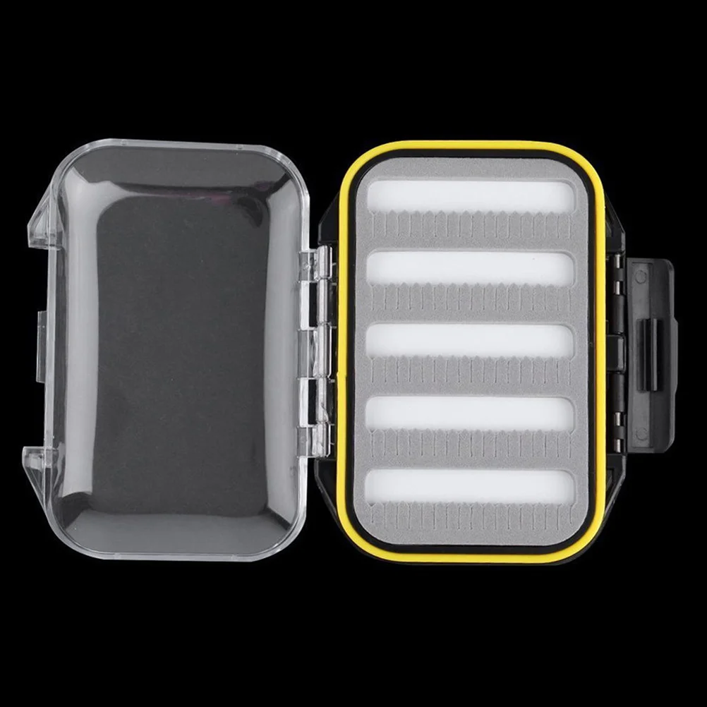 

2pcs Fly Box Waterproof High Density Double Sided Transparent Fishing Tackle Box Tough Anti-Crack Body Silicone Sealed Non-Slip