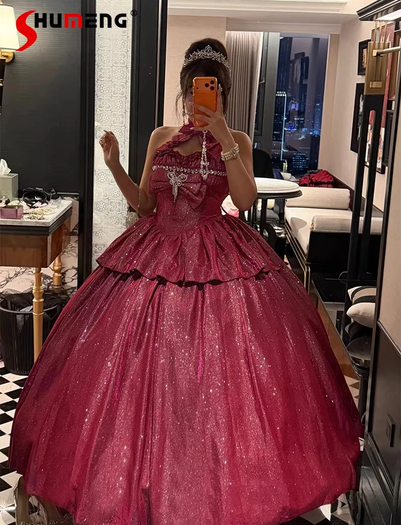 

Элегантное блестящее макси-платье Princess Sweet для женщин: с завышенной талией, облегающее, с открытыми плечами, на бретельках, длинное вечернее платье для вечеринок и балов