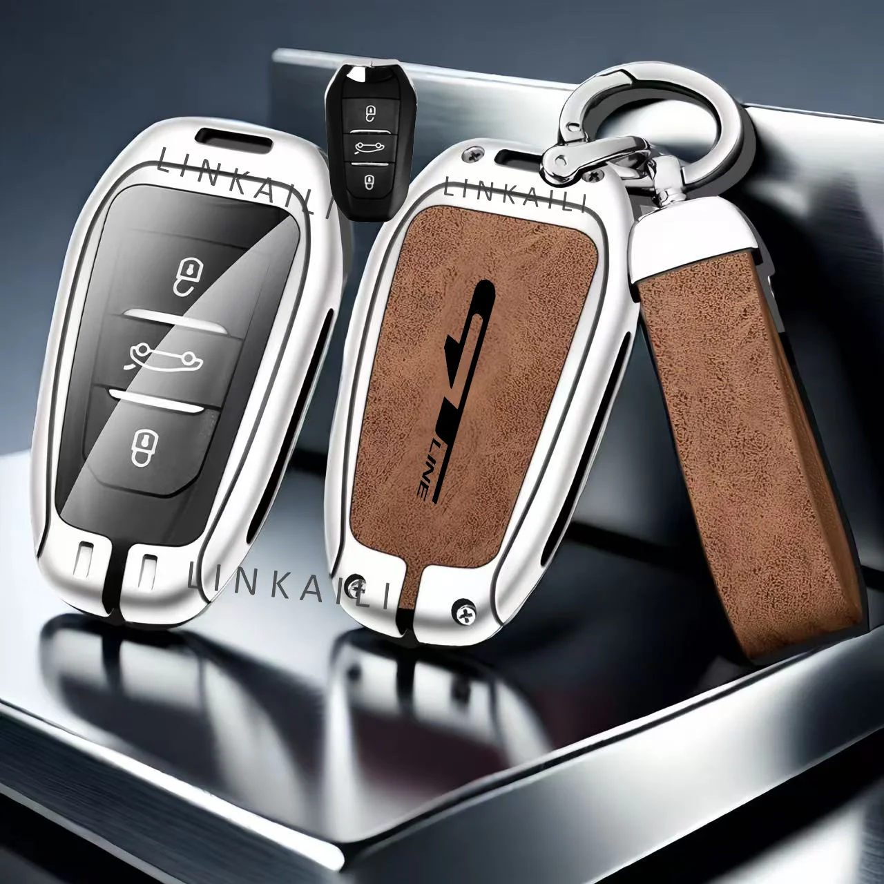 Auto Zink-legierung Schlüssel Fall Tasche Für Peugeot GTLine 207 307 407 208 308 408 508 2008 3008 4008 5008 RCZ Auto Schlüssel Kette Metall Schlüssel Shell – Detail 13
