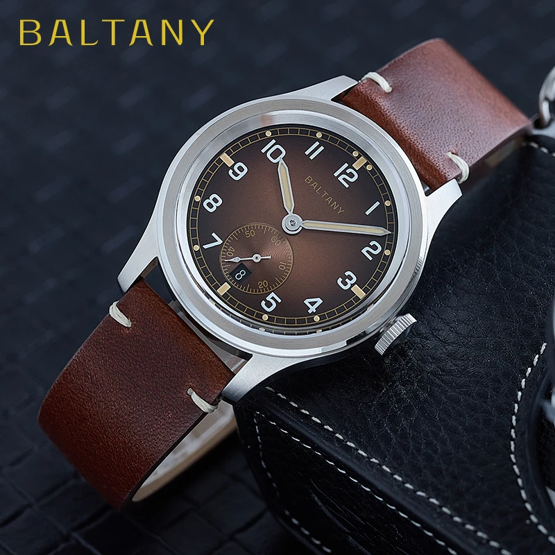 Reloj de campo Baltany de 39mm para hombre S2081, esfera con calendario de zafiro, mecánico de acero inoxidable de 10ATM, relojes militares de la dúzia sucia para hombre