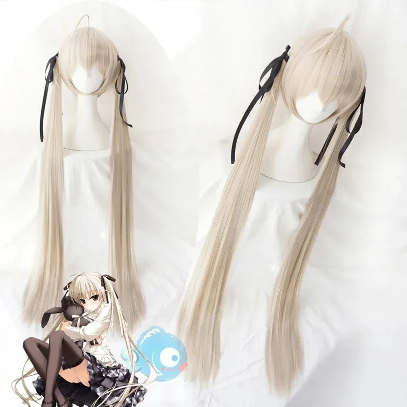 zz04zz12Аниме Yosuga no Kasugano Sora Парик для косплея Длинные прямые молочные пепельно-русые термостойкие парики из волос Черная шелковая лента