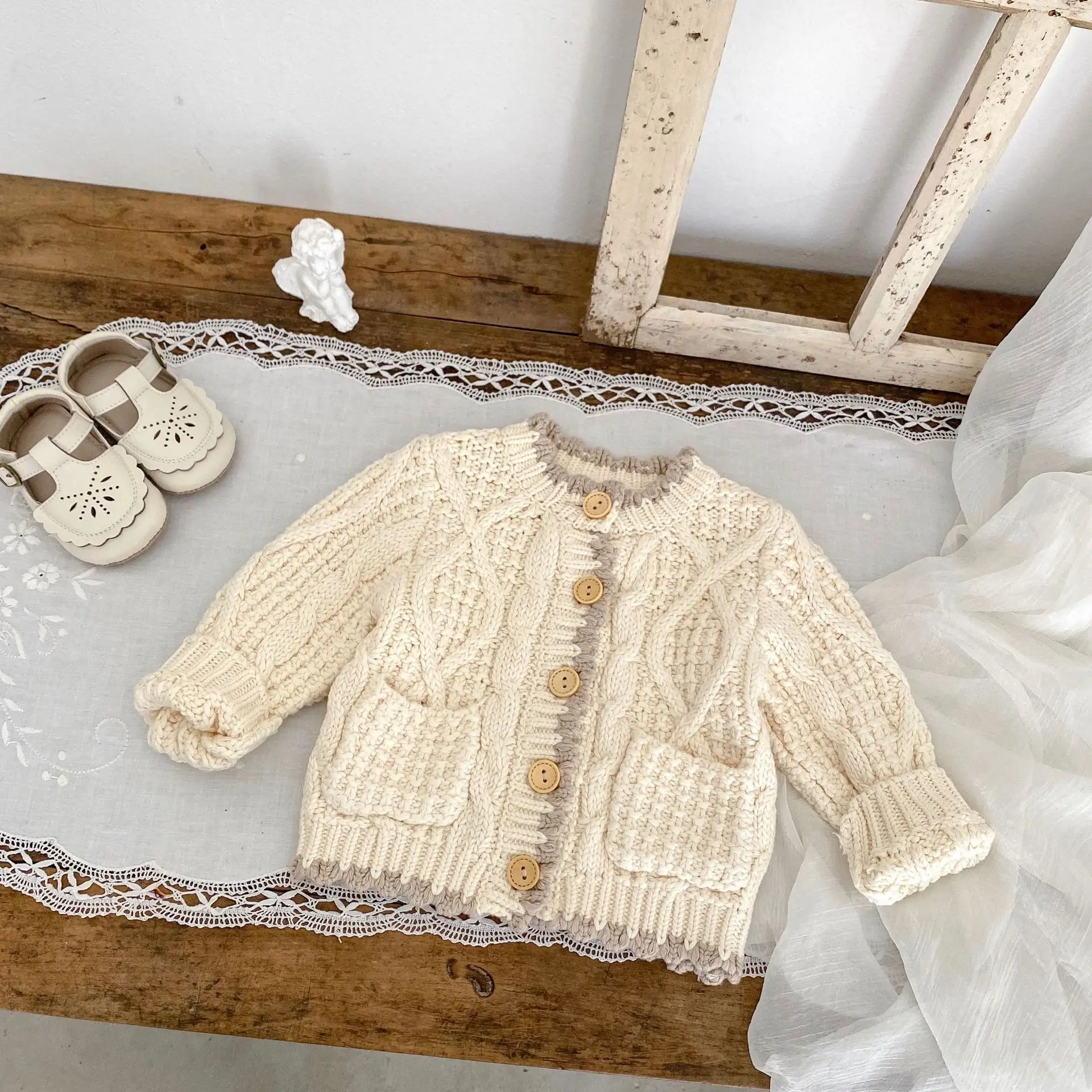 Pull en coton à manches longues pour bébés filles, tricots solides, manteau pour tout-petits, veste pour enfants, cardigan décontracté pour enfants, automne, nouveau, 2025