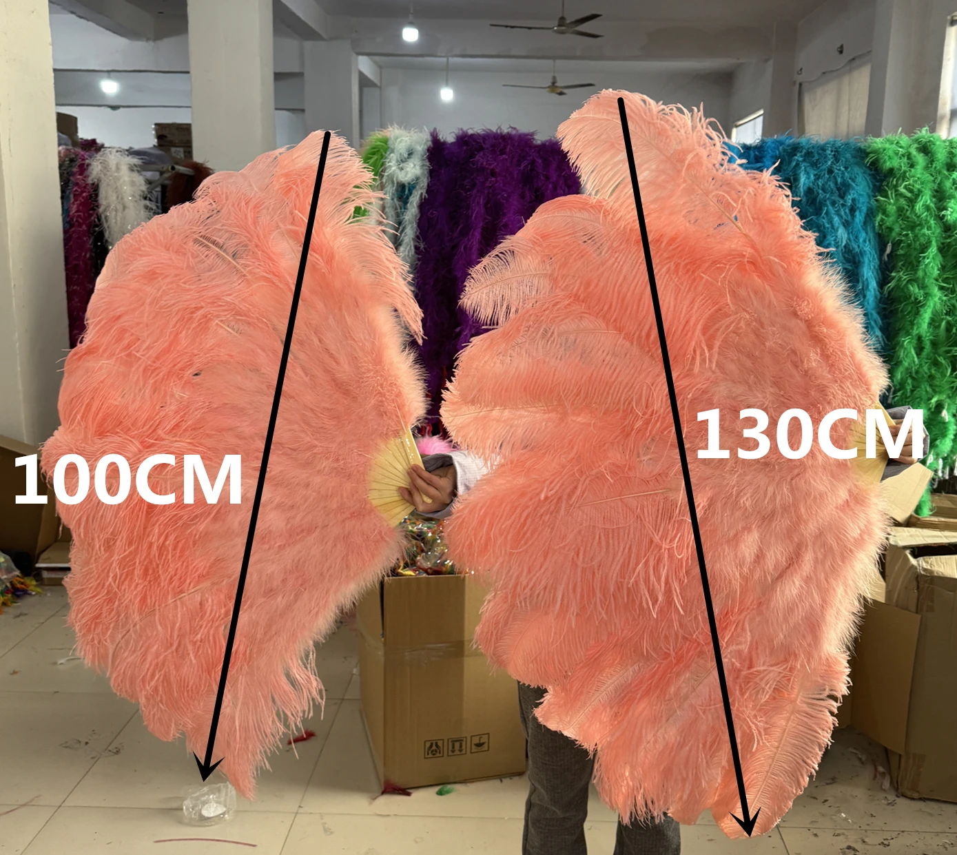 

Large Ostrich Feather Fans Performance Dance Folding Hand Held Fan 100CM 130CM Various Styles Party Props Stage Show Props Fan